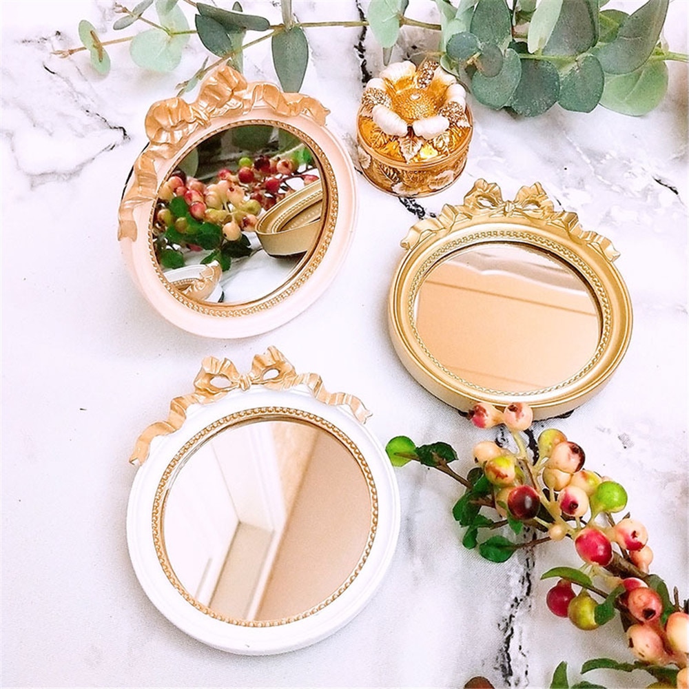 Europæisk vintage mini kagebakker harpiks glas spejl tallerken guld/pink/hvid rolig makeup candy bar dekoration kage værktøj