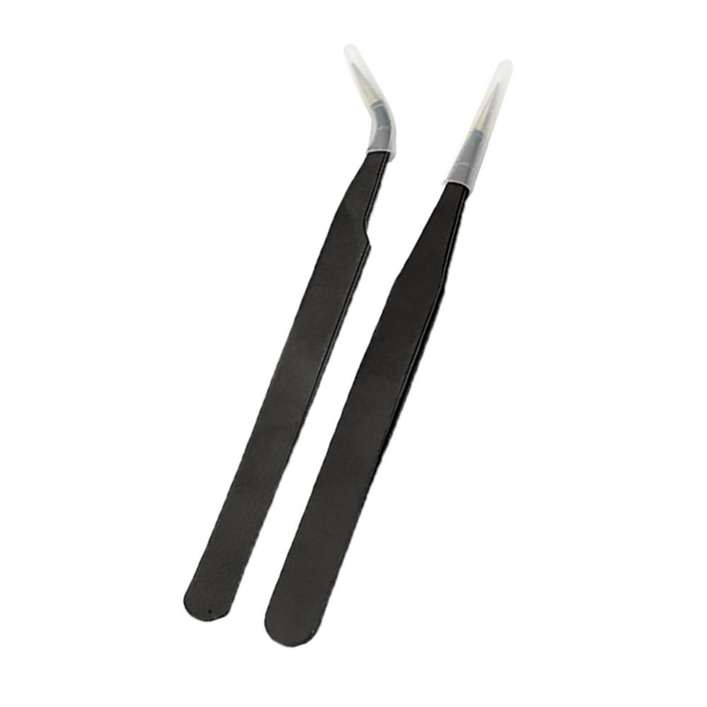 2Stck Gerade Gebogen Pinzette für Nagel Kunst Wimpern Verlängerung Zange Pflücken Werkzeug Wimpern Pinzette
