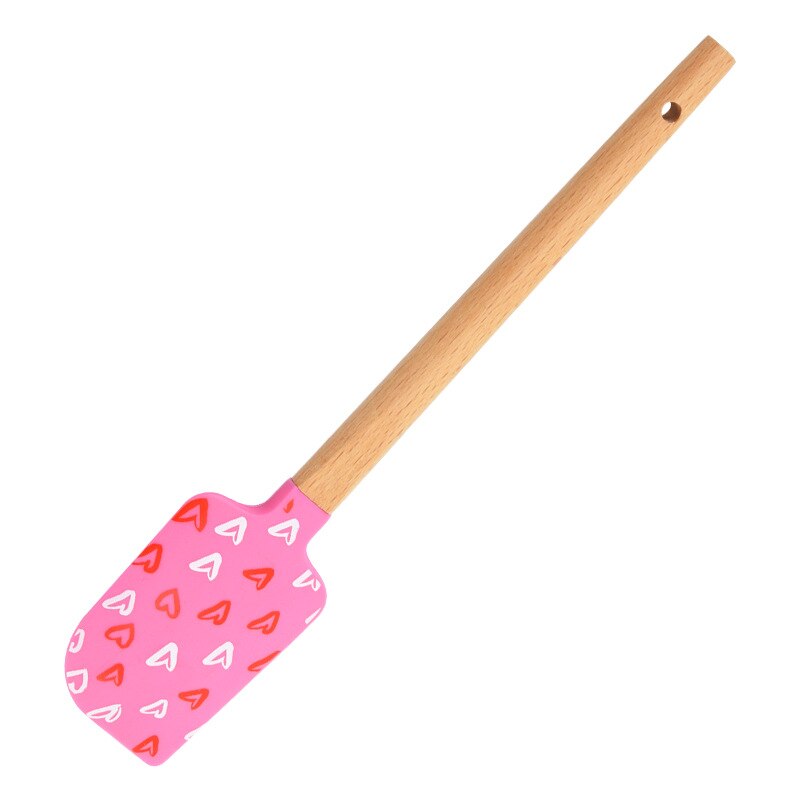 Silicone Cake Cream Spatula Butter Cake Bread Spatula Wooden Handle Cake Scraper Edge Smoother Decorating Kitchen Accessories: F