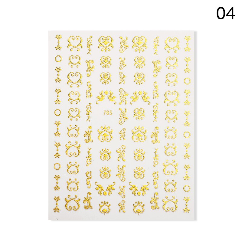 Or métal 3D autocollant à ongles géométrique lune étoile rayures vague ligne modèles Nail Art décalcomanies décoration bricolage accessoires de: 10