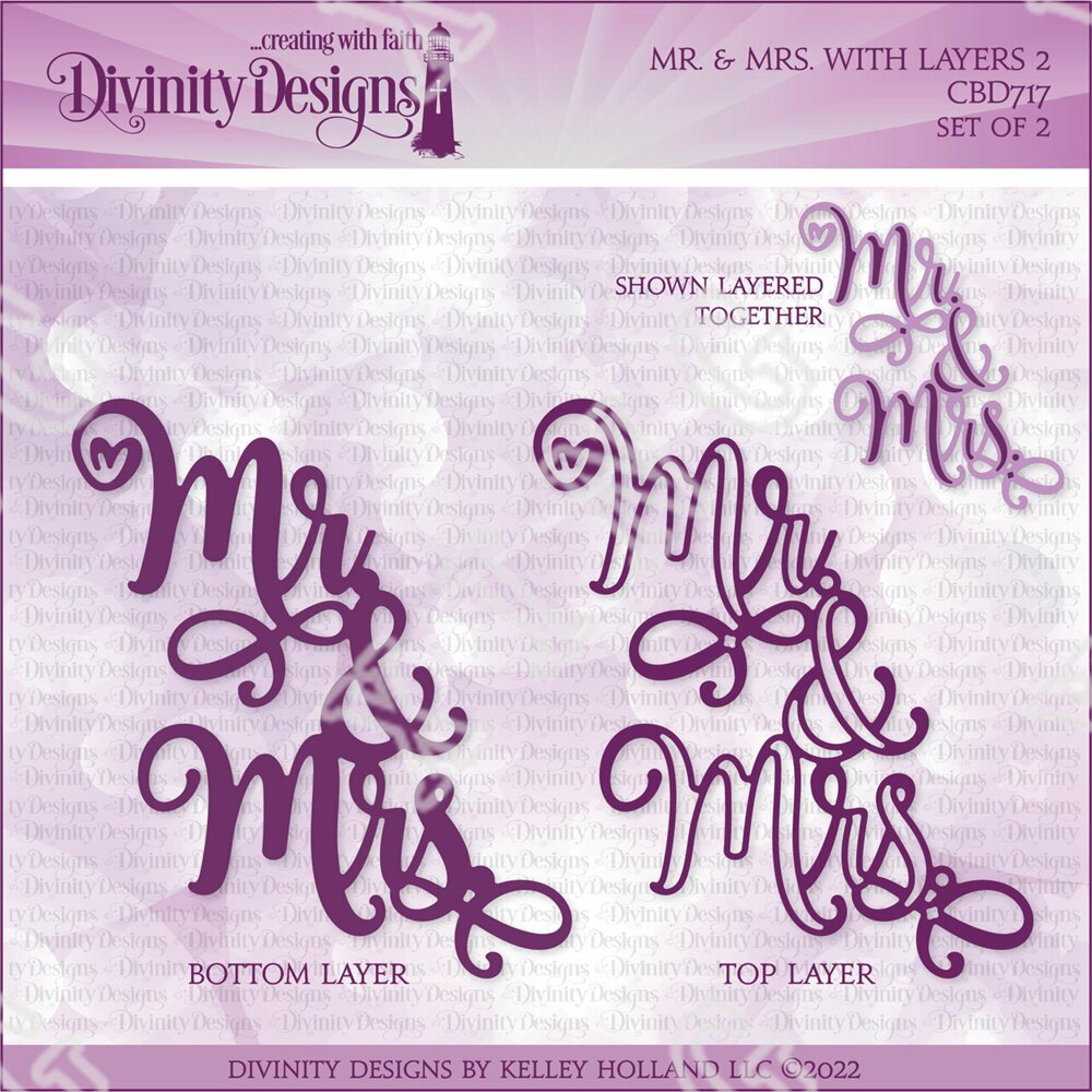 Belly Band Mr Mrs Envelop Anniversary Ring Achtergrond Proost Lovebirds Gatefold Geloof Hoop Liefde Lagen Craft Sterft Postzegels: Y4096-Dies