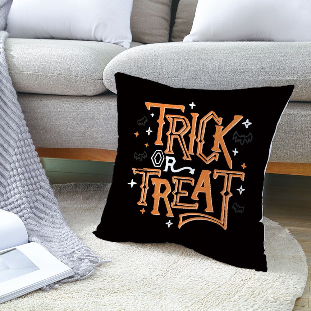 1pc sjove halloween græskar spøgelse flagermus trick or treat pudebetræk pudebetræk stribet geometrisk pudebetræk kussen sofa indretning