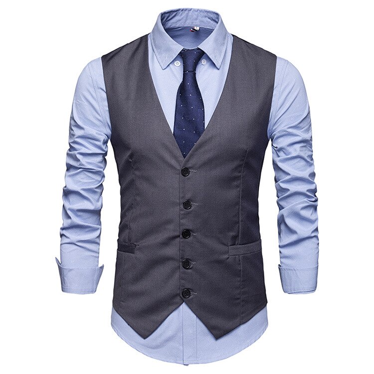 Plus Size S-7XL Slim Fit Sleeveless Mens Wedding Waistcoats 9 Colors Solid Waistcoat Men Dress Vests Y122306