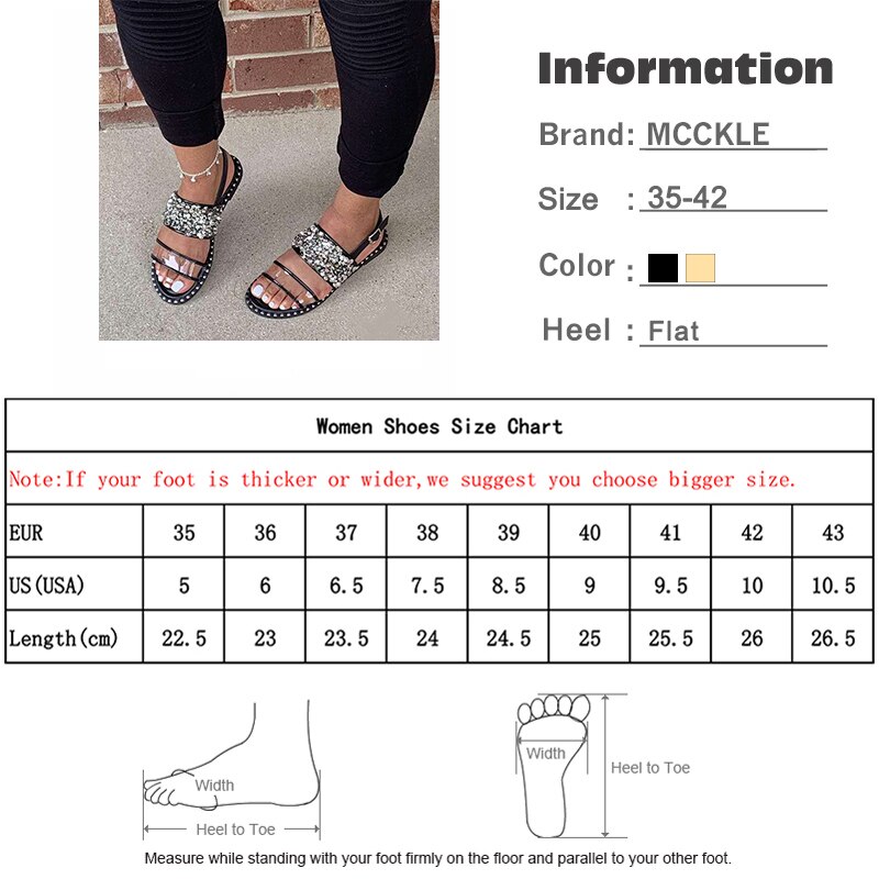 Sandalen Vrouwen Flats Schoenen Zomer Casual Glitter Gesp Transparante Pu Rome Dames Crystal Vrouw Strand Femlae Bling
