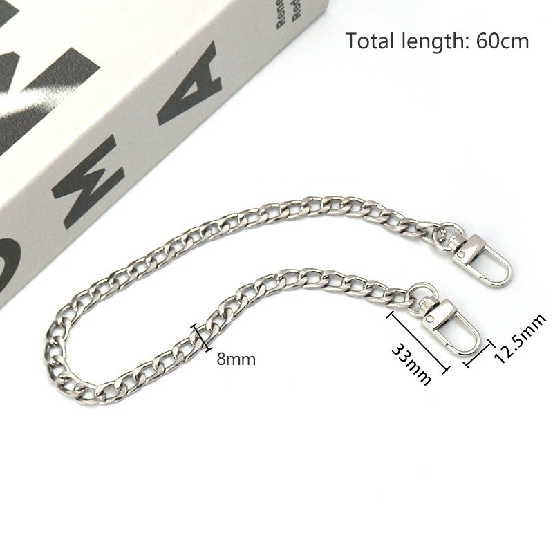 20cm/40cm/60cm/100cm/120cm metallkedjor för att byta axelväska axelrem kedja guld/silver handväska handväska handväska väska tillbehör: Silver -60cm