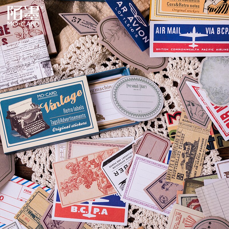 60 stk / kasse vintage etiket serie skrivbart papir klistermærke dekoration klistermærker diy til håndværk dagbog scrapbooking planner etiket klistermærke