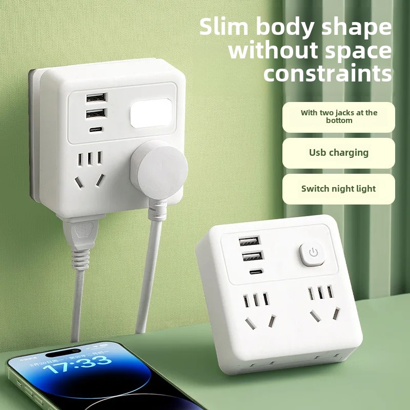 Multi-Functional USB Night Light Socket Converter 86 Type Plug Board One To Multiple Hole Plug Adapter Wall And Floor Wiring