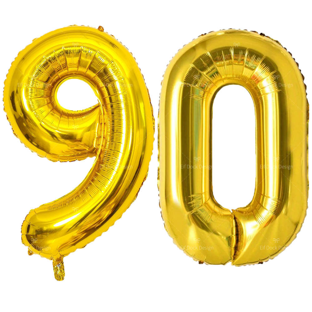 Globos dorados grandes de 40 pulgadas 10 20 30 40 50 60 70 80 90 años suministros de decoración de aniversario de cumpleaños para adultos globo dorado: Color zafiro profundo