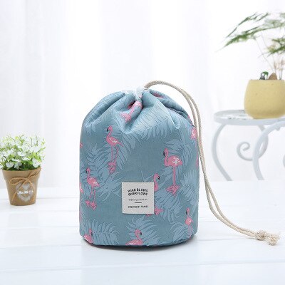 Multifunctional Storage Bag Waterproof Portable Cosmetic Bag Female Cosmetic Bag Travel Bag Beauty Bag travel Storage Bag: Blue flamingo