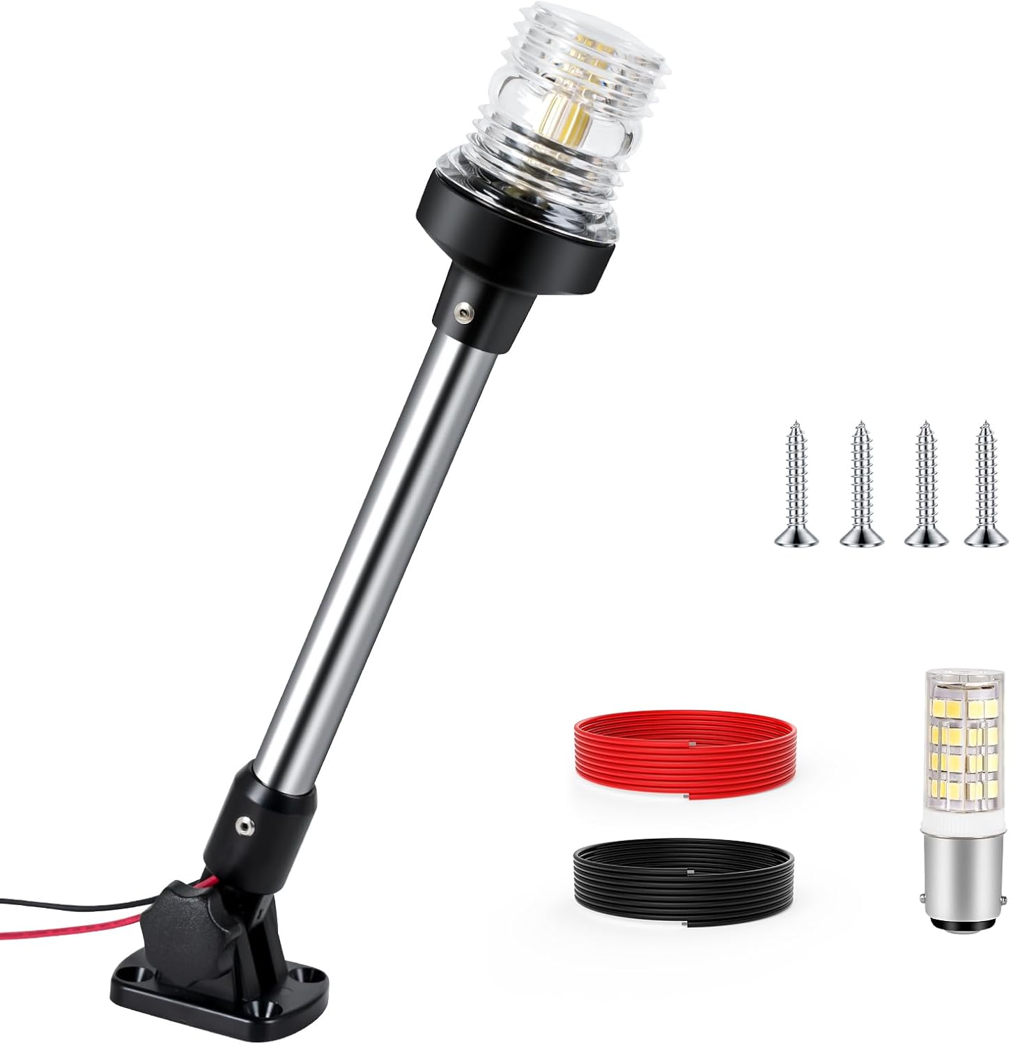 Vene Perävalaisin - Vedenpitävä 9 Tuuman LED Ankkurivalo - Taitettava Veneiden Navigointivalo Ponttoonille, Jon-veneelle