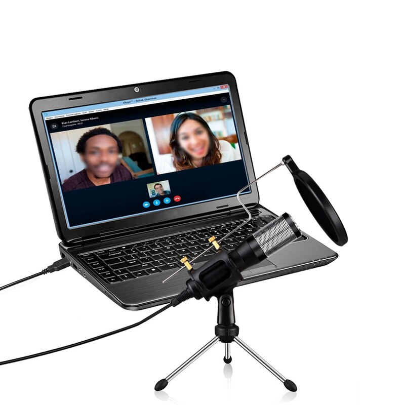Condenser Microphone Studio Recording USB Microphone Karaoke Mic with Stand for Computer Laptop PC
