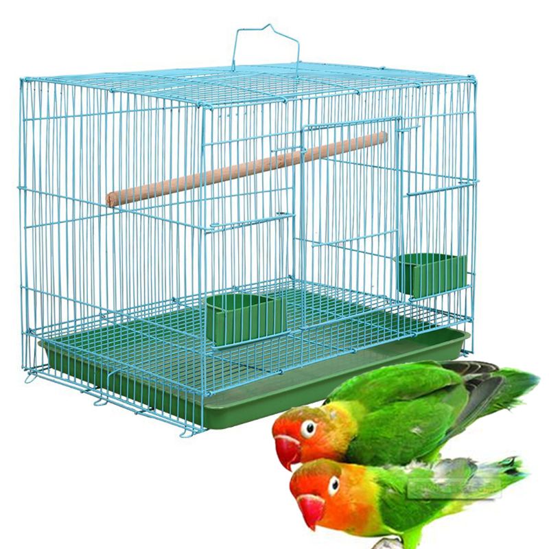 Wire Rectangular Small Cage for Small Birds and Canaries Re kord Equipped with Bird Standing Stick and 2 Semicircular