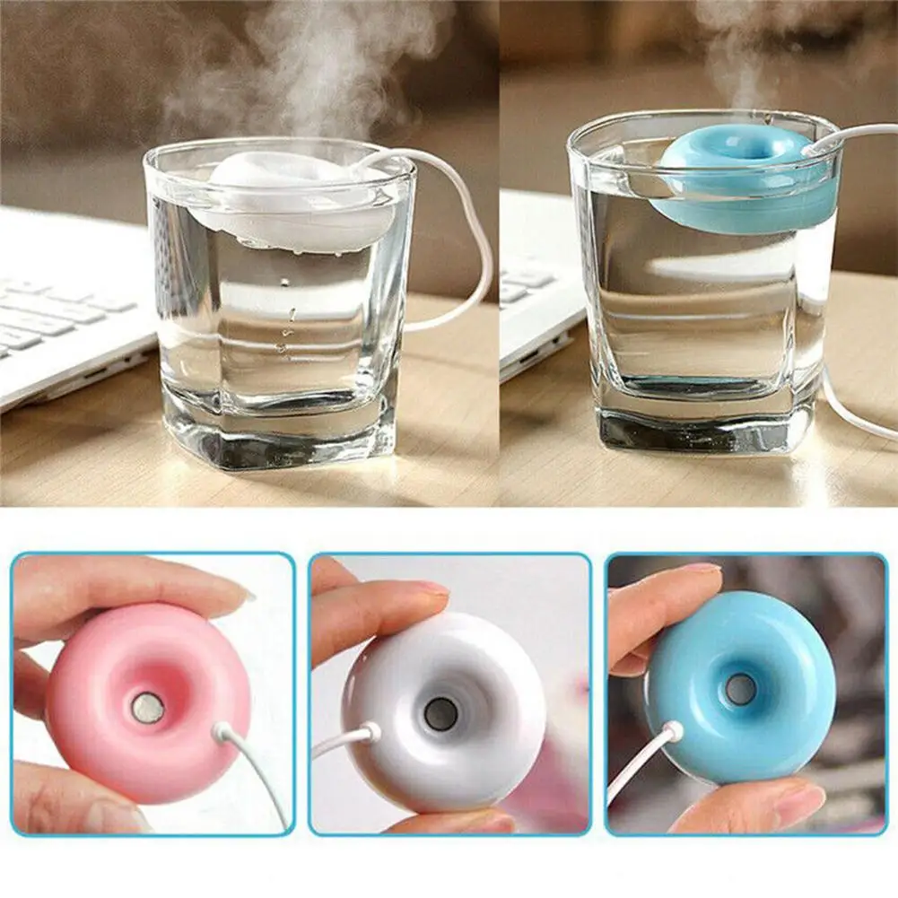 Mini Donut Negatieve Ionen Luchtbevochtiger USB Ronde Huishoudelijke Luchtreiniger voor Home Office Desktop Donut Stoomverspreider Mini Sproeier