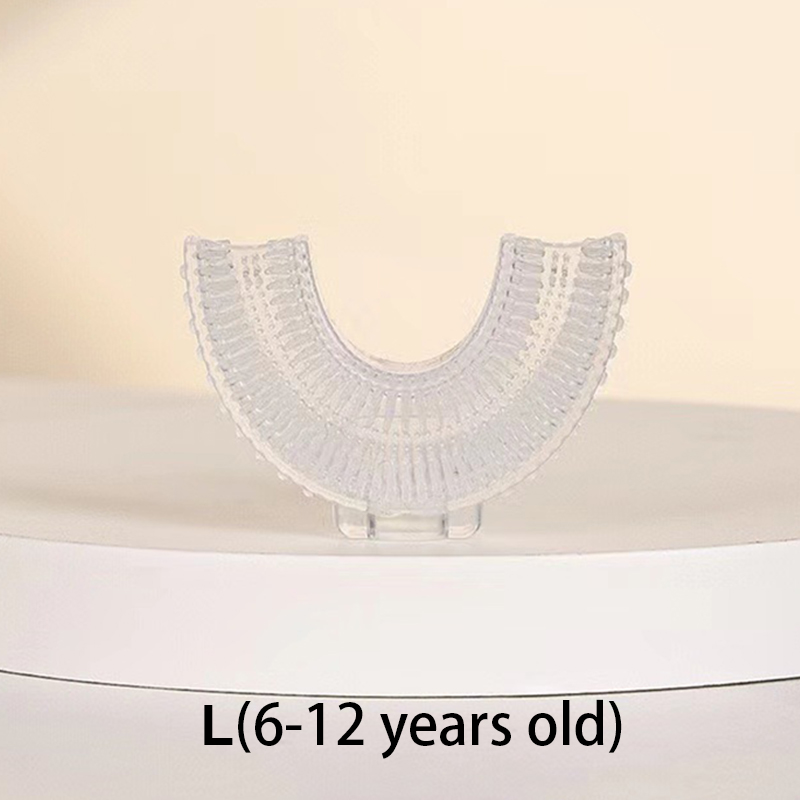 Spazzolino da denti per bambini con tazza spazzola a forma di U in Silicone cura orale spazzolino da denti per bambini senza BPA 360 gradi pulizia dei denti: brush head L