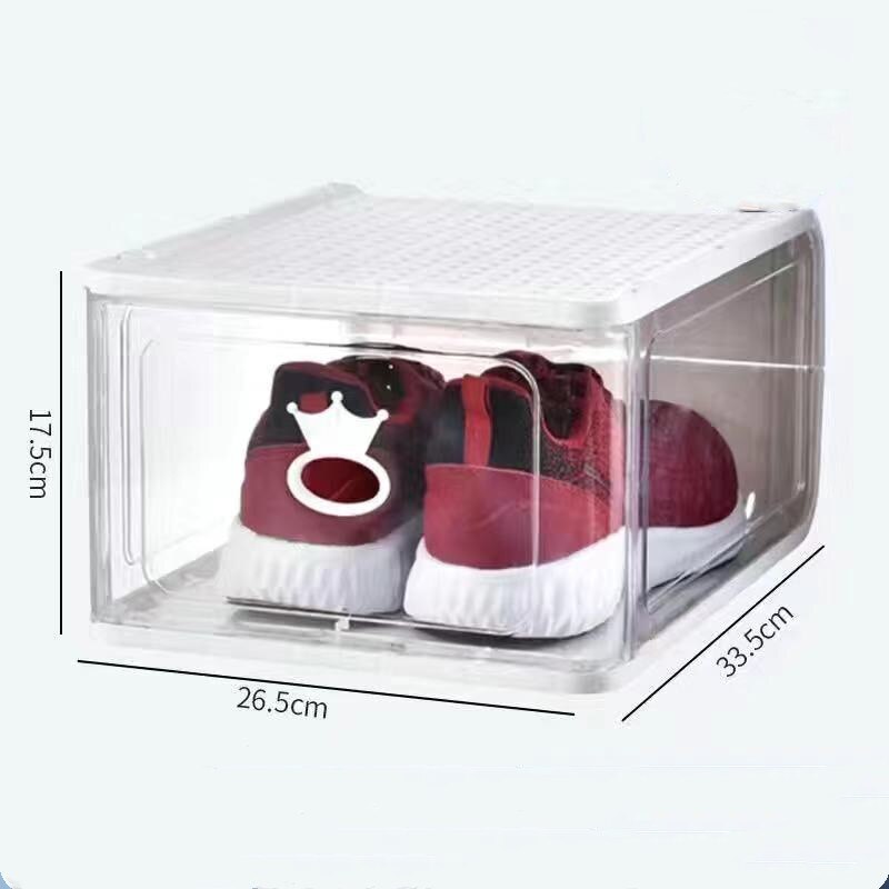 PP plastic transparent shoe box, increase and thicken high-top basketball shoe storage box, sports shoes dustproof shoe box: L white