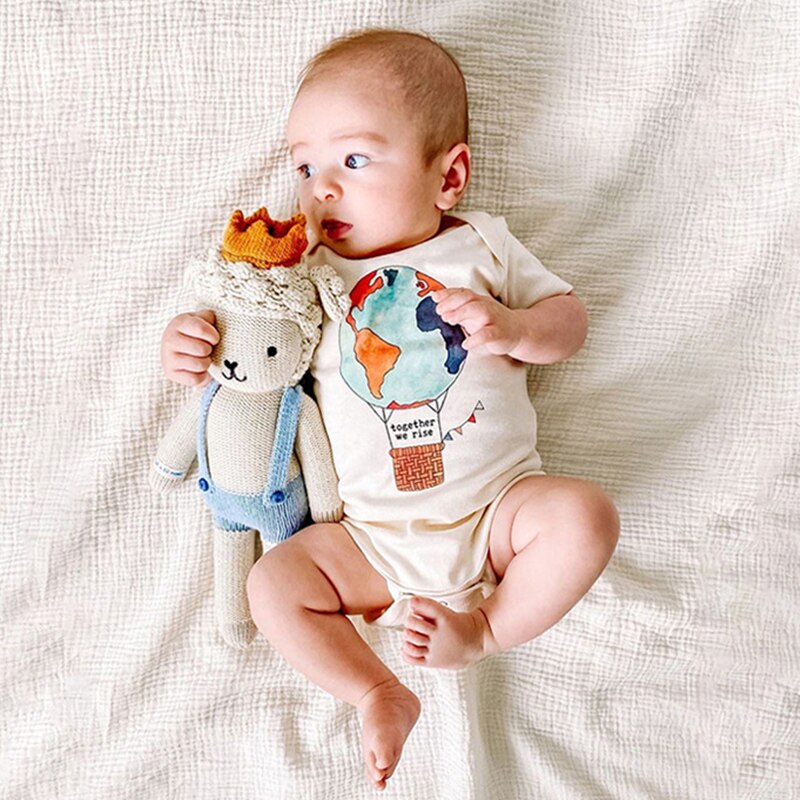 Niedlicher Baby-strampler mit hundemotiv, kurzärmelig, sommerkleidung aus dünner, atmungsaktiver baumwolle, neugeborenen-Karosserie, mädchen- und jungenoutfit