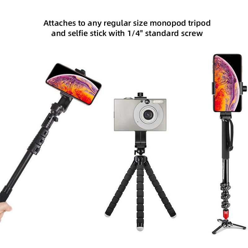 Trépied support de téléphone adaptateur standard, appareil photo numérique rotatif, support rapide, monopode réglable pour iPhone, caméscope, téléphones portables