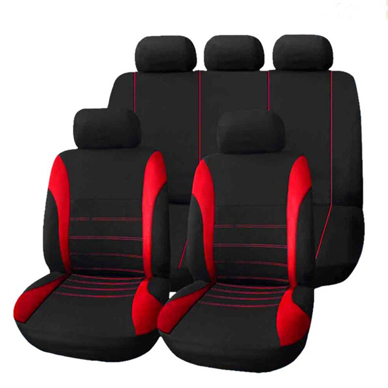 4pcs/9pcs car seat cover protective cover universal car accessories car seat cover: Five seats-Red