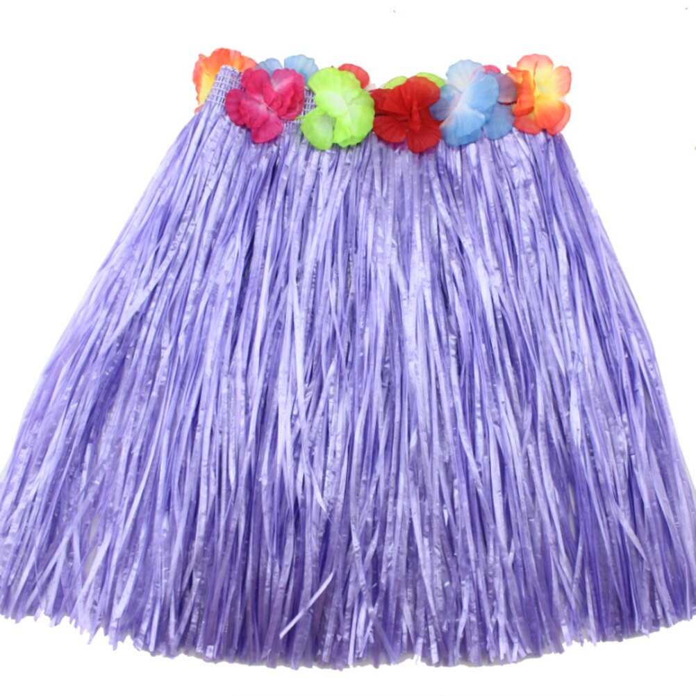 Girls Hula Show Grass Beach Dance Activity Skirt Children 40CM Skirts Wreath Bra Garland Fun Hawaiian Party Supplies: Purple