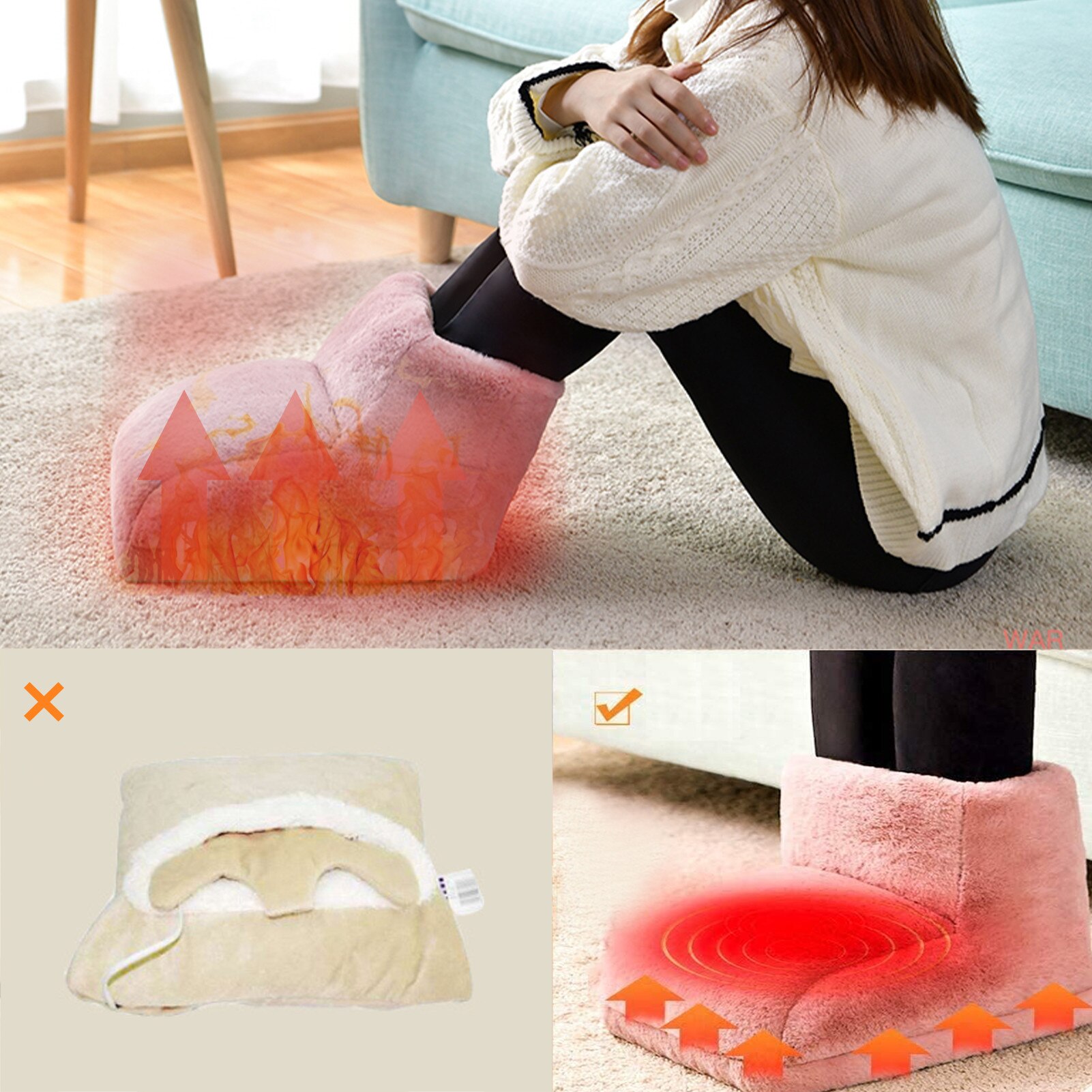 USB Electric Foot Warmer Built-in Heater Timer Function Power Saving Safe Start Warm Foot Cover Feet Heating Pad
