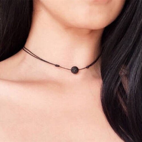 Charm Zwarte Lava Steen Kettingen Etherische Olie Diffuser Rock Kralen Hanger Kettingen voor Mannen Vrouwen Chokers Sieraden