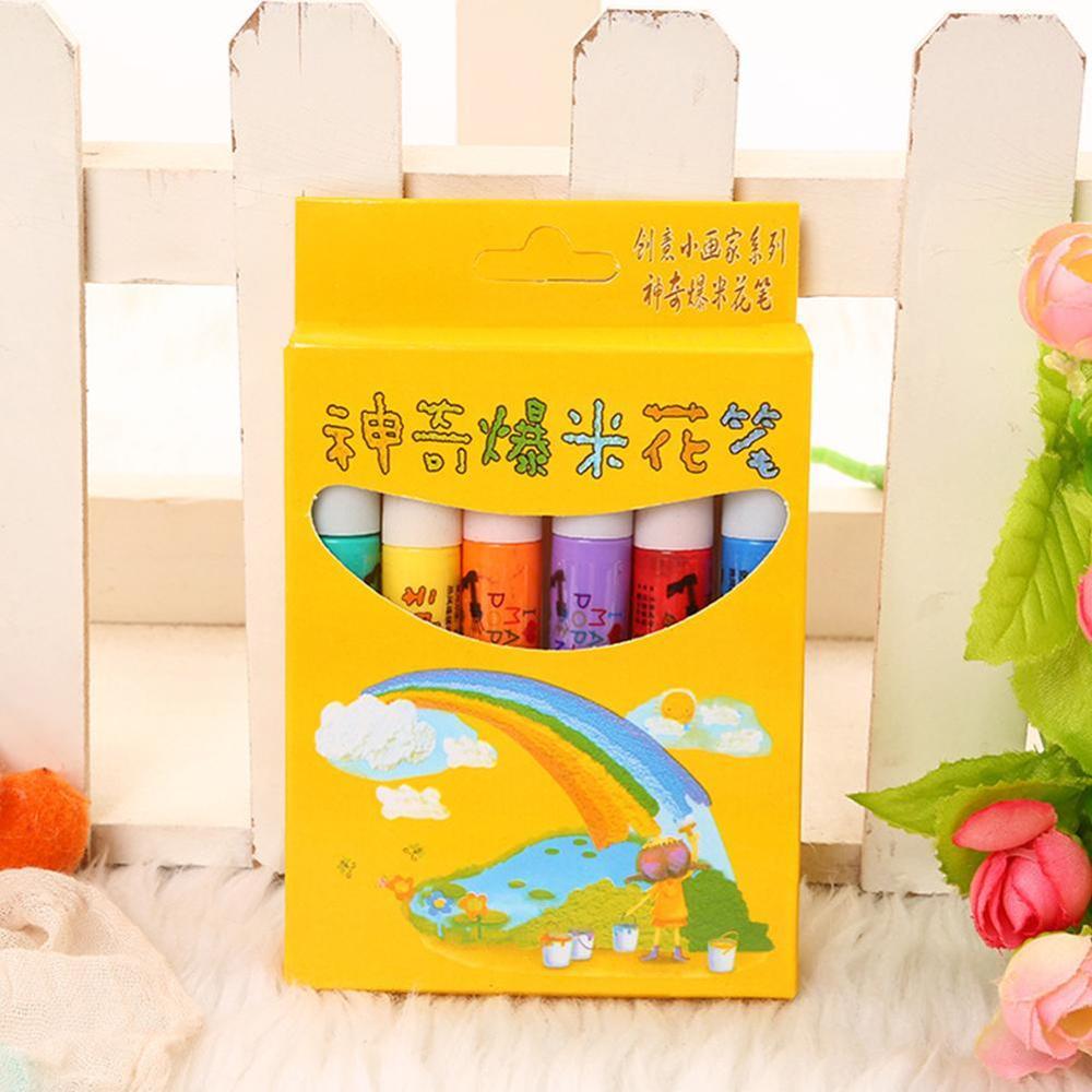 6 unids/set palomitas de maíz de pintura de la pluma para los niños DIY dibujo arte marcador suministros de Kawaii función papelería pluma bolígrafo con burbuja