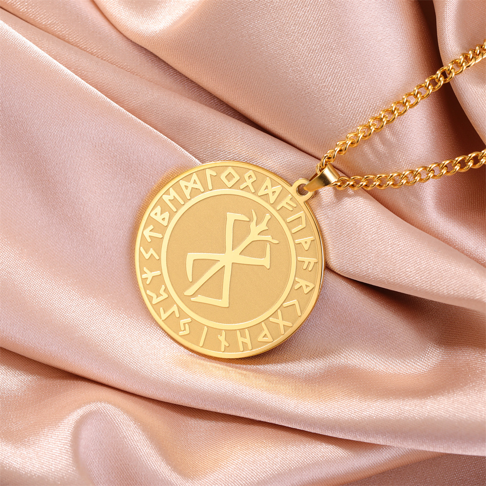 EUEAVAN Norse Runes Symbol Pendant Necklace for Me... – Grandado