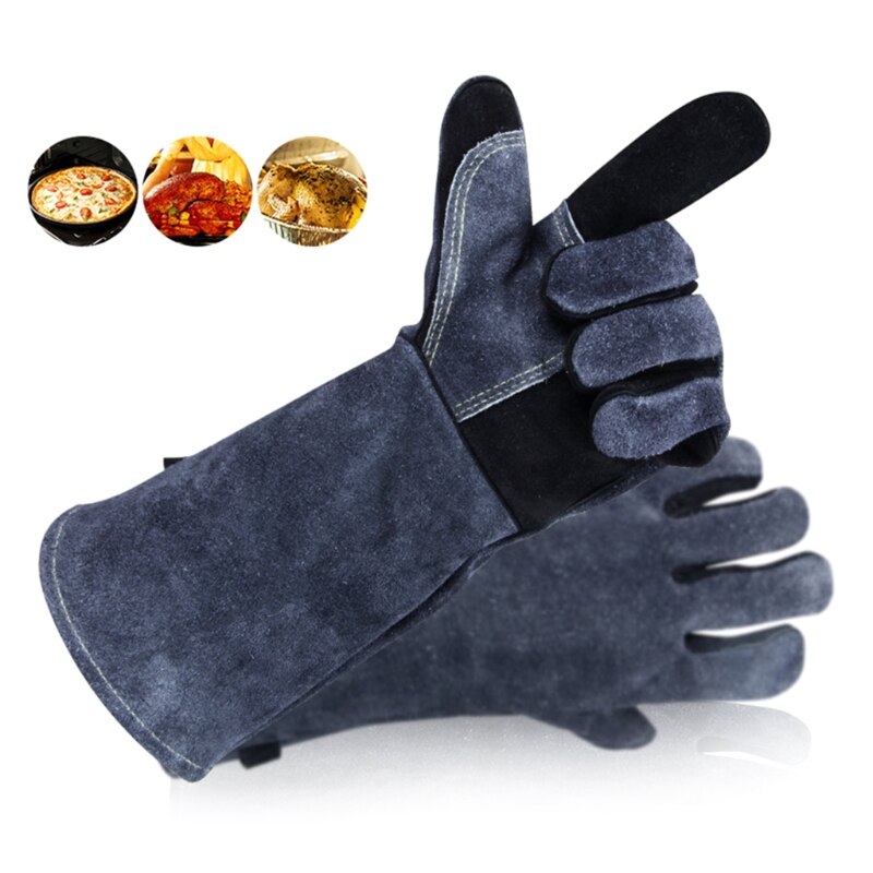 Leather Forge Welding Gloves Heat &amp; Fire Resistant Gloves for Gardening Camping Barbecue Provide Safety Protection