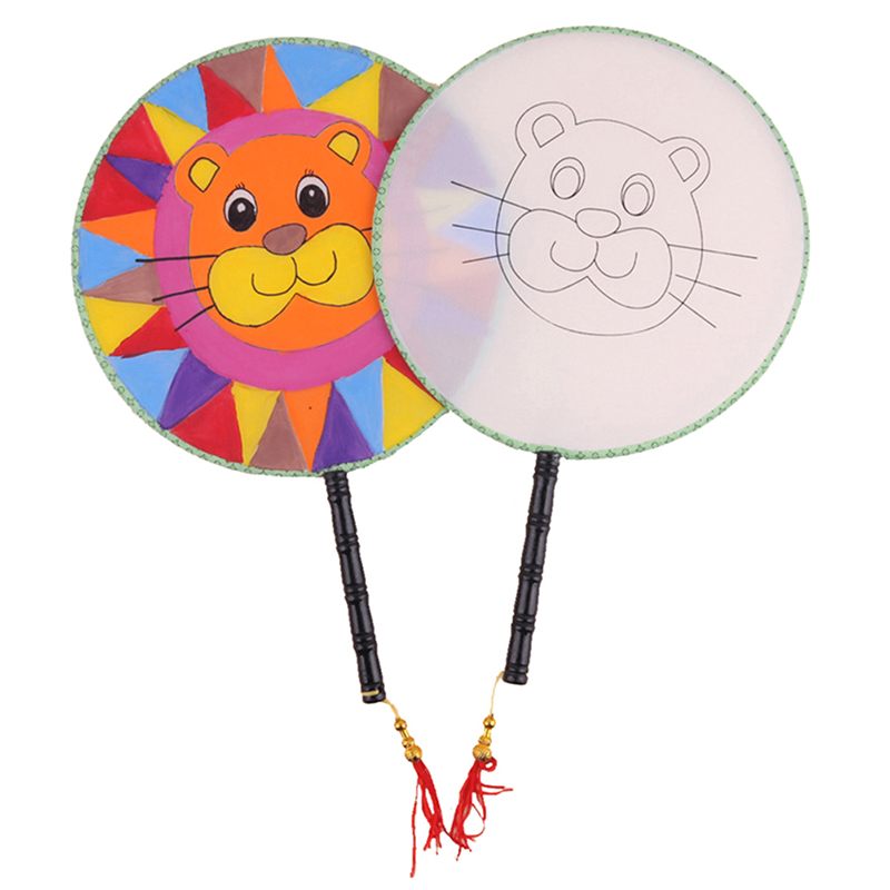 Blank Children's Drawing Fan Children's Kindergarten Puzzle Art Painting Materials DIY Handmade Painting Palace Fan Round Fan