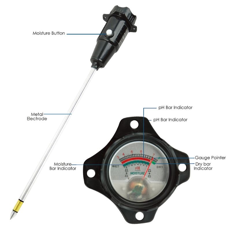 2 i 1 lang sonde jord ph fugtighedsmåler jord tester selvdrevet skærm 30cm 11 "