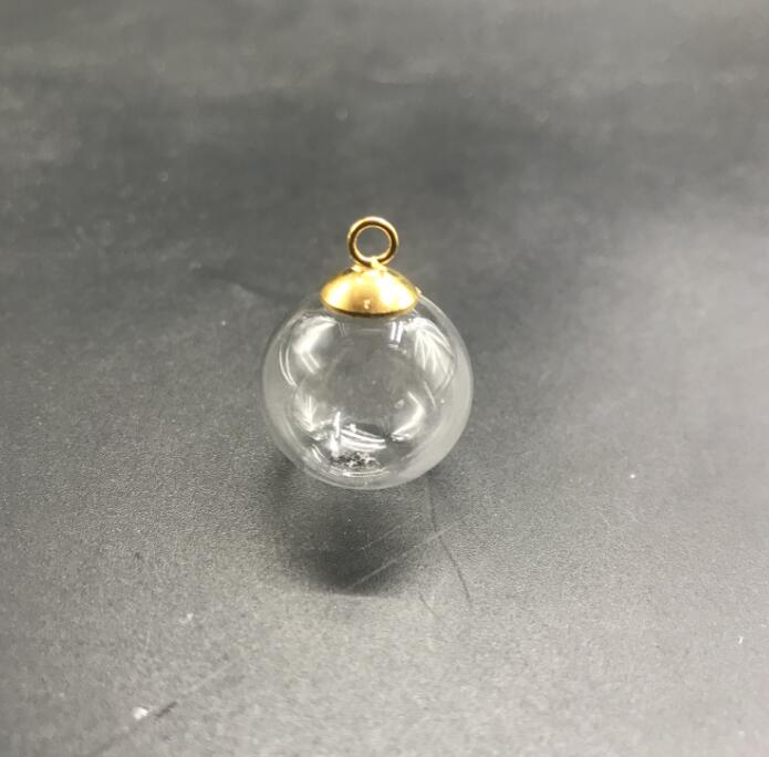 3pcs 18mm Round shape hollow glass ball with beads cap set glass globe glass vials pendant glass bottle globe jewelry findings