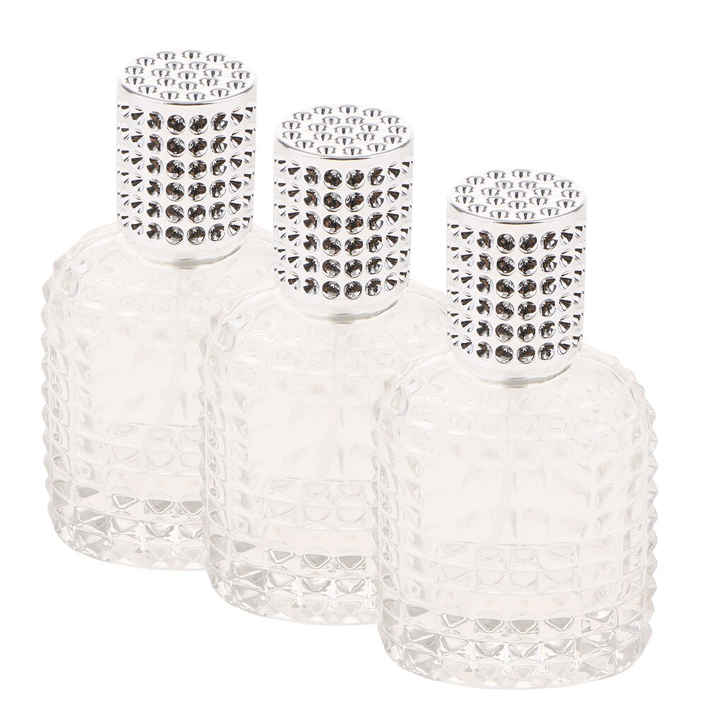 3 Pcs Draagbare Mini Navulbare Parfum Verstuiver Spray Fles Voor Uitgaande Zilver 50 Ml