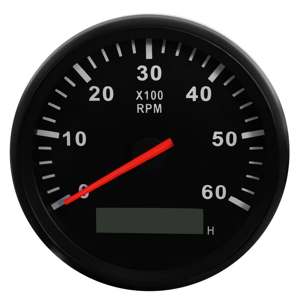 85mm Boat Tacho Sensor Marine Tacho Meter with LCD Hourmeter 3000 4000 6000 8000 RPM Marine Tachometer 12V/24V Red Backlight