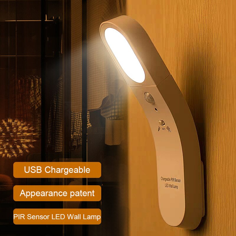 Wardrobe Sensor Light Infrared Automatic Human Body Induction Hallway Bathroom Hanging Wall Lamp Night Light USB Light