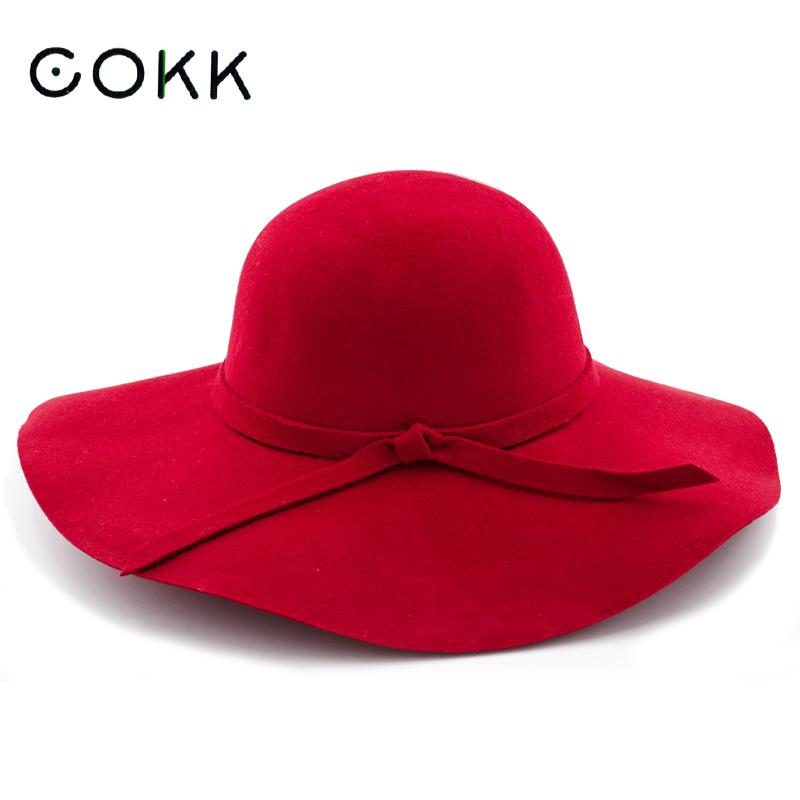 COKK, sombreros elegantes para mujer, sombrero de lana de ala ancha, sombrero negro Vintage para mujer, sombrero redondo para mujer, sombreros de vestir para mujer, invierno Británico
