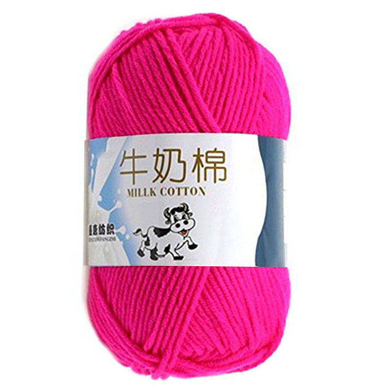 50g/ball Colorful Combed Soft Baby Milk Cotton Yarn Fiber Velvet Yarn Hand Knitting Wool Crochet Yarn DIY Sweater wool yarn: watermelon red