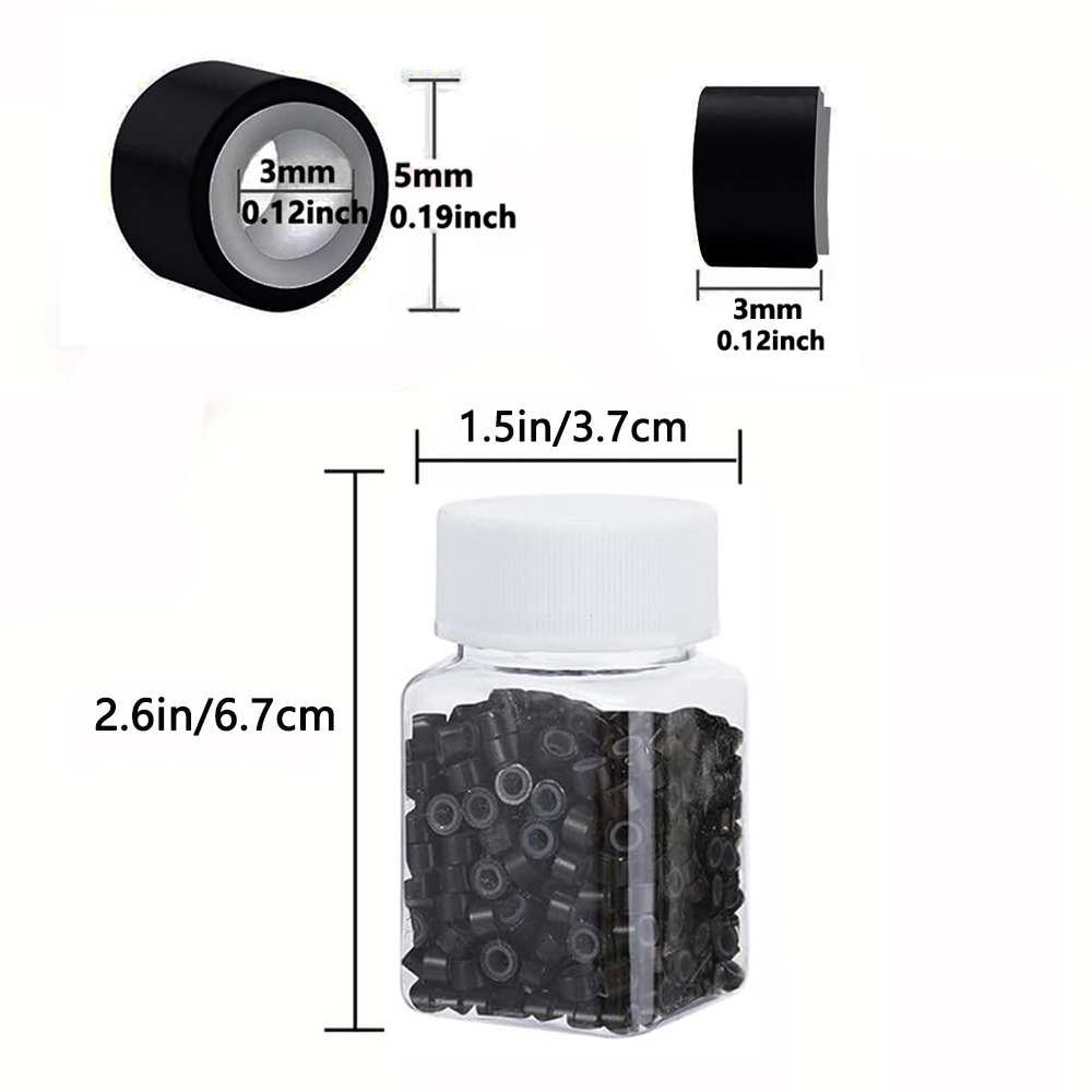 500 Uds extensión de cabello Micro anillos enlaces cuentas, cuentas forradas de silicona de 5mm para herramienta de extensiones de cabello