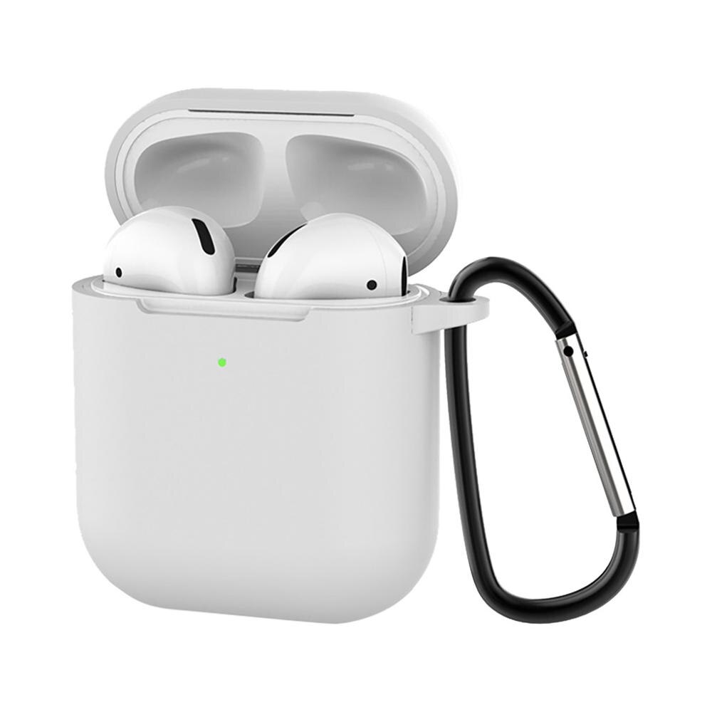 Para AirPods funda de silicona funda protectora antipérdida funda de piel para Apple AirPods 2 con gancho para la oreja y sin gancho para la oreja: F