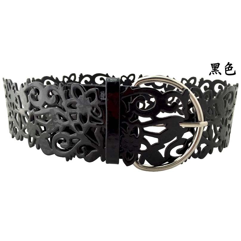 Match uitsparing pin gesp brede riem vrouwen brede buikband mode bloem decoratie strap