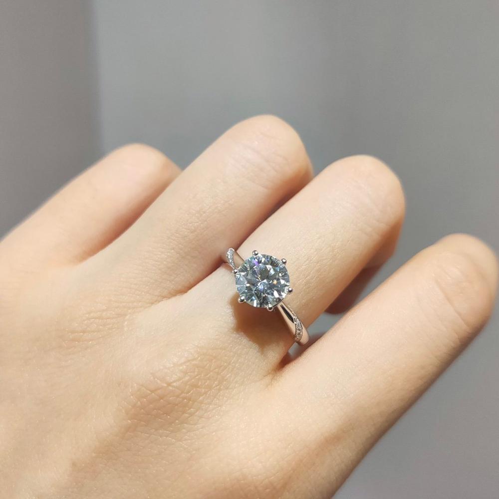 Genuine 925 Silver 18k White Gold Plated D Color Moissanite Ring Briliant Cut 1 Carat Diamond Test Passed Solitaire Stone Rings