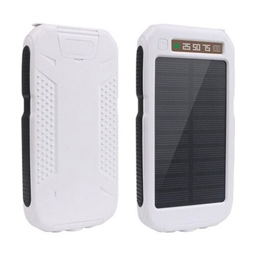 50000Mah Solar Power Bank Waterdicht 2USB Outdoor Emergency Backup Batterij Led Zaklamp Draagbare Oplader Mobiele Power Pack: white