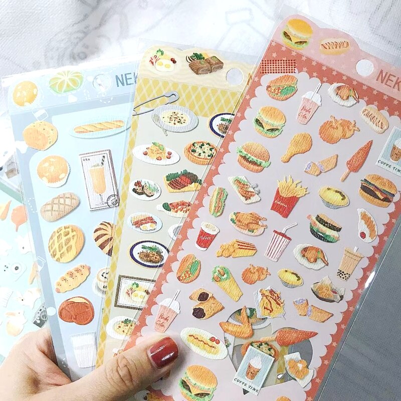 Cute Aesthetic Food Stickers Cake Bread Scrapbooking Journal Sticker Diary DIY Decoration Stationery Hobby Craft Supplies