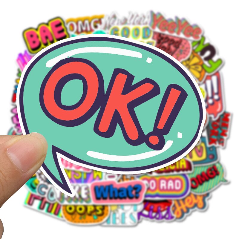 Pegatinas de letras en inglés de dibujos animados, pegatinas de grafiti personalizadas para equipaje y portátil, decoración impermeable, , 10/30/50 Uds.
