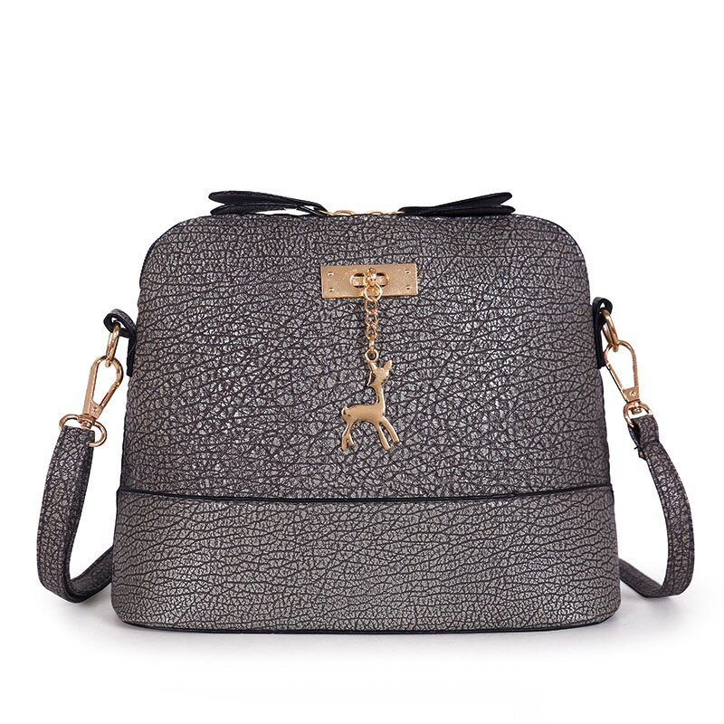 Laamei Vrouwen Messenger Bags Mode Lederen Mini Tas Met Herten Shell Vorm Tas Vrouwen Schouder Crossbody Handtas: gray