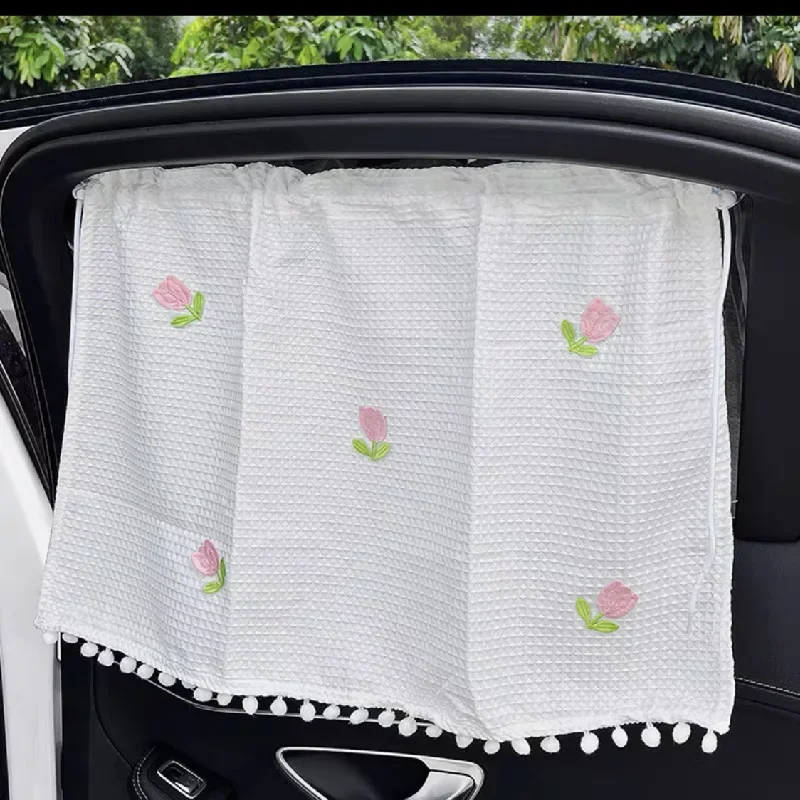 1PC Cute Cartoon Car Curtain Sunshade Curtain Essential Summer Car Sunscreen Curtains Keep Your Car Interior Cool & Protected: GRAY