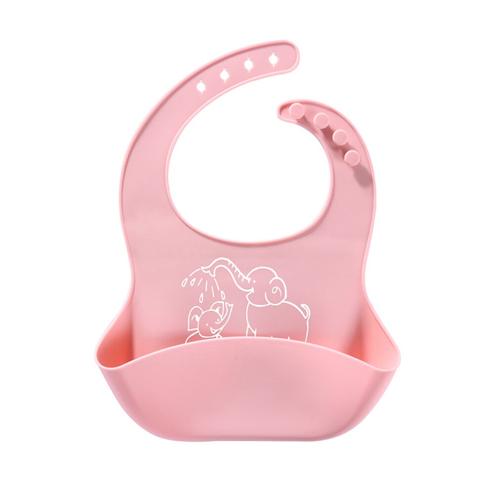 Ajustable Baberos de bebé delantal Bandana EVA de silicona de grado de alimentos de dibujos animados impermeable Baberos para comer de Niños Accesorios: pink