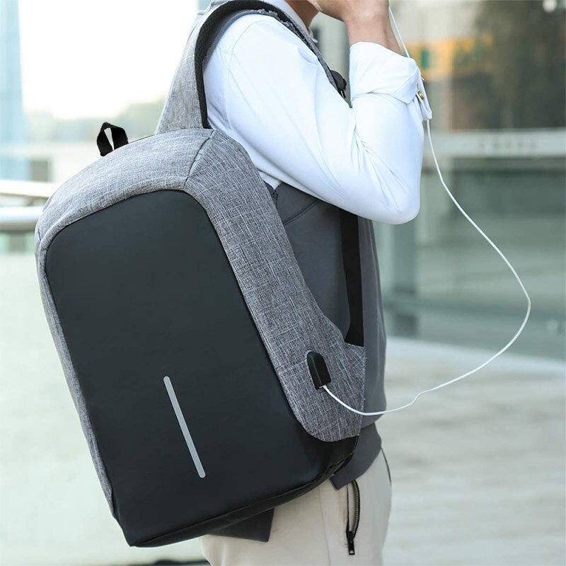 Hommes école 15.6 pouces ordinateur portable sac à dos avec fermeture éclair hommes femmes hydrofuge voyage Multi USB chargeur affaires mâle sac à dos
