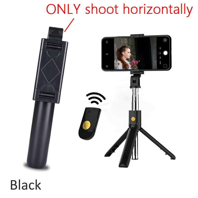 ELECTOP – perche à Selfie Bluetooth sans fil 3 en 1, pour iphone/Android, monopode pliable à la main, obturateur, trépied extensible à distance: Black