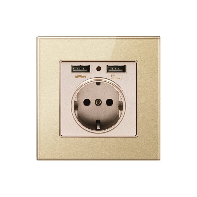 Smart Outlet Dual USB Port Wall Socket Charger Adapter EU Standard Electrical Plug Socket 16A Power Wall Outlet