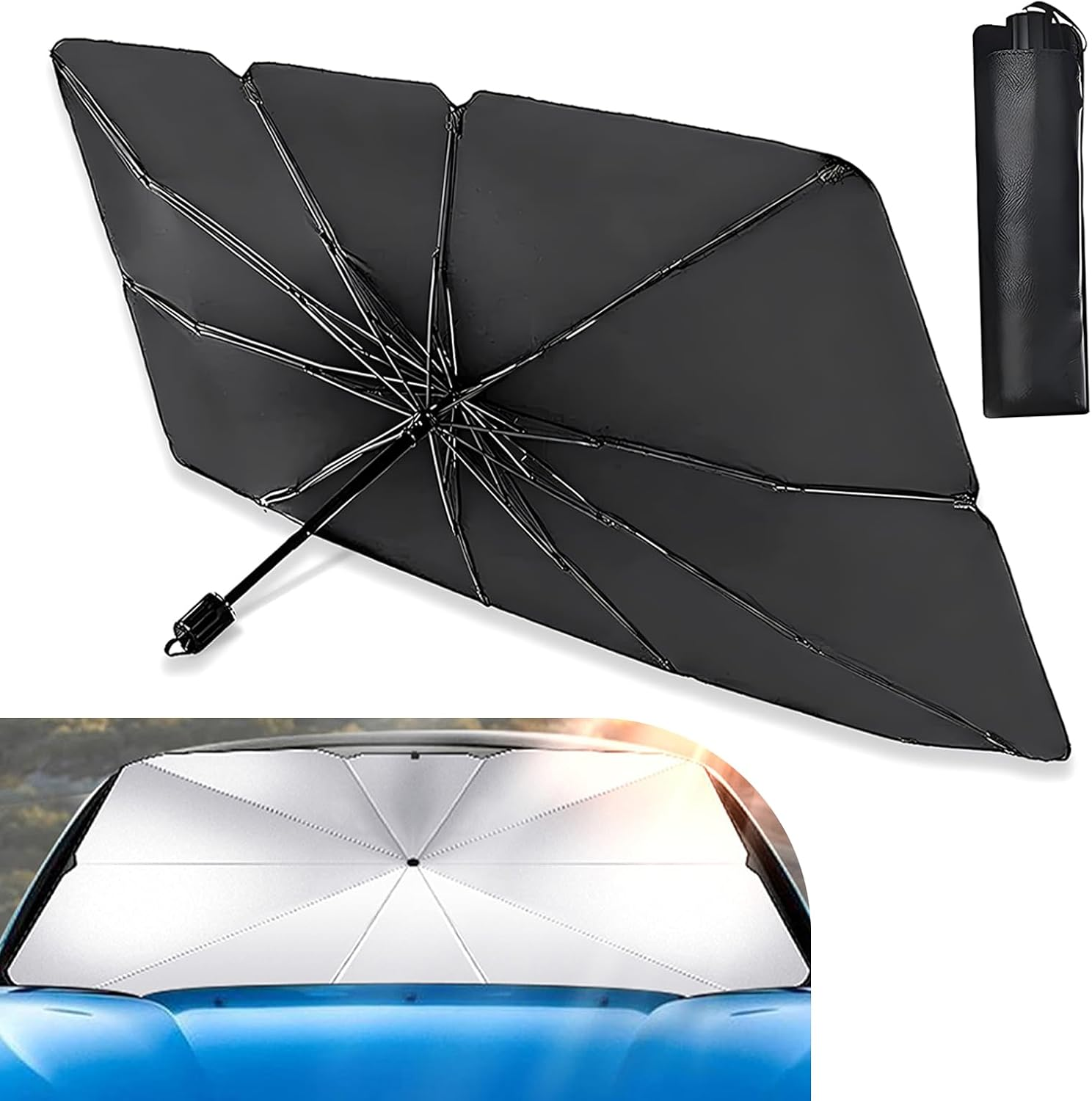 Ombrellone per auto Ombrello Parasole per auto Protezione Parasole proprietà suola Interni Parabrezza Protezione Accessori Ombreggiatura automatica